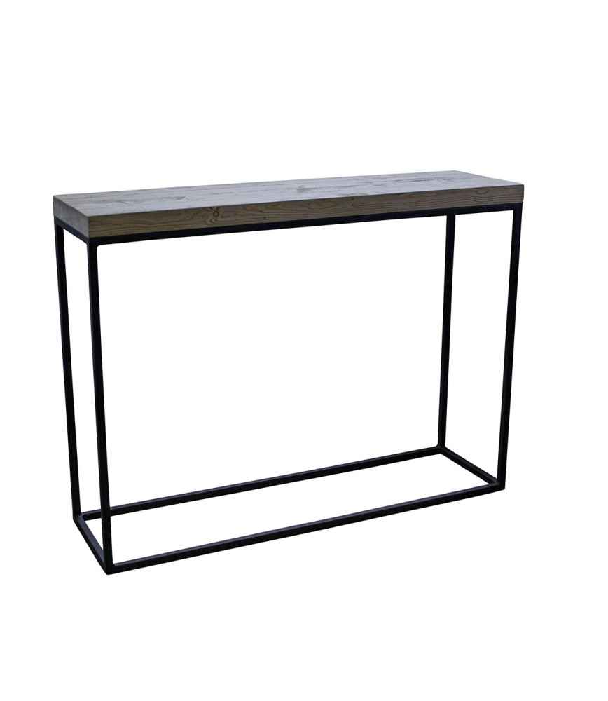 Console métal et plateau vieux pin L120 x H90 x P35 cm