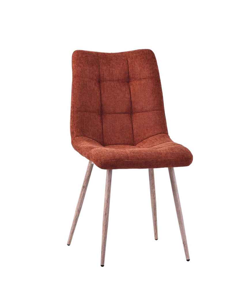 Chaise Retro tissus polyester / pied effet bois - Couleur Terracotta