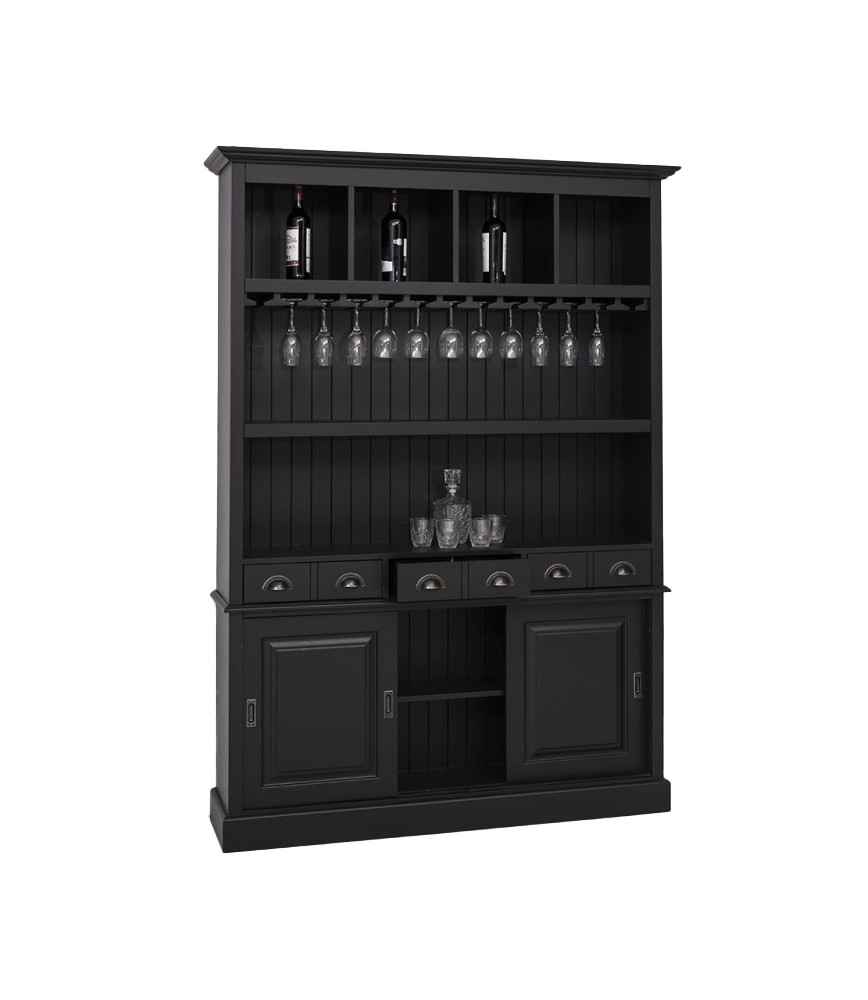 Arrière de bar 3 portes + 3 tiroirs + casiers ouverts et porte-verres