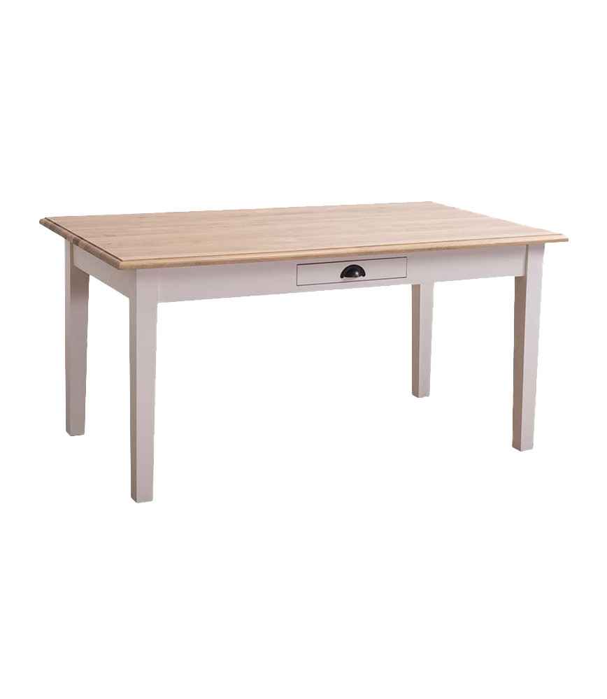 Table pieds droits + 1 tiroir en sapin L 180 x H 78 x P 90