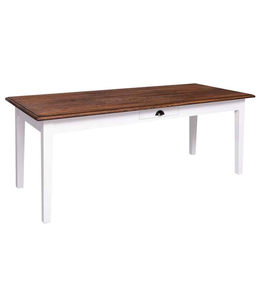 Table pieds droits + 1 tiroir en sapin L 210 x H 78 x P 90