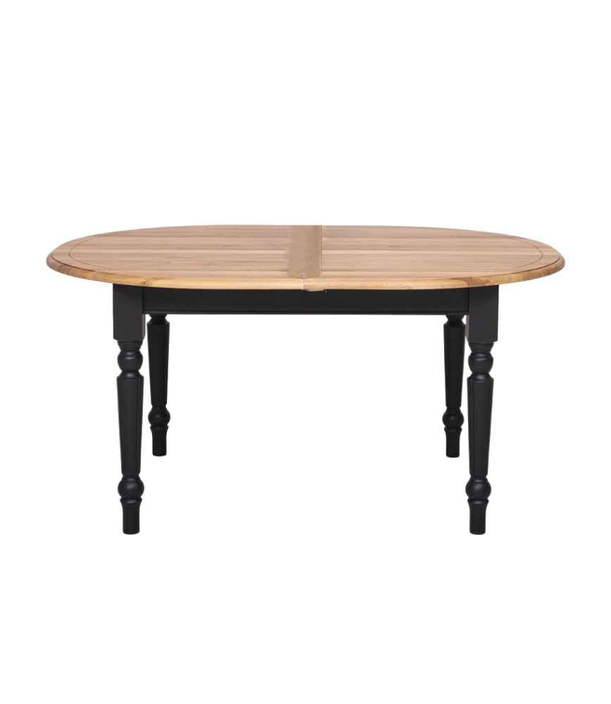 Table ovale pieds tournés + allonge en sapin L 160/200 x H 78 x P120
