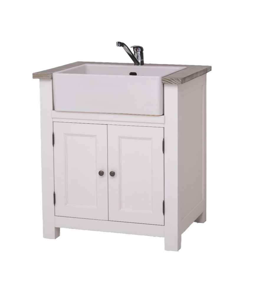 Meuble évier 2 portes (évier non inclus) plateau chêne L 81 x H 90