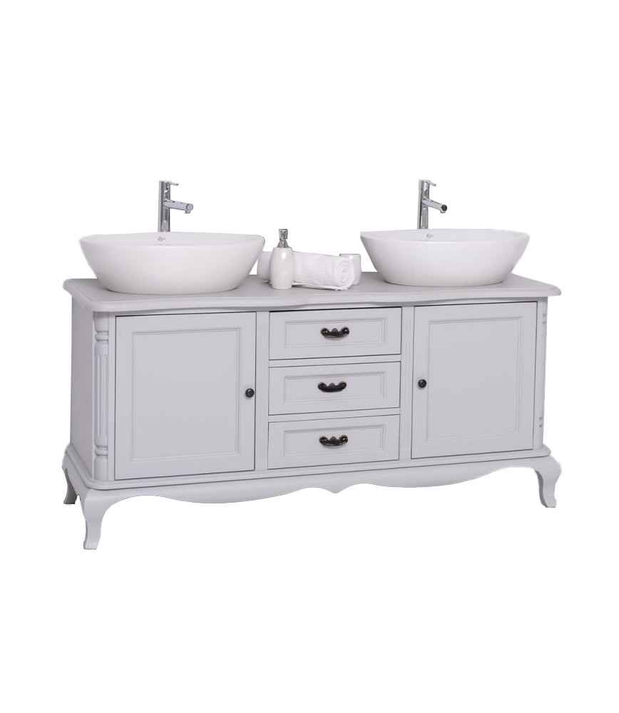 Meuble SDB 2 portes + 3 tiroirs (évier non inclus) L 158 x H75 x P 54