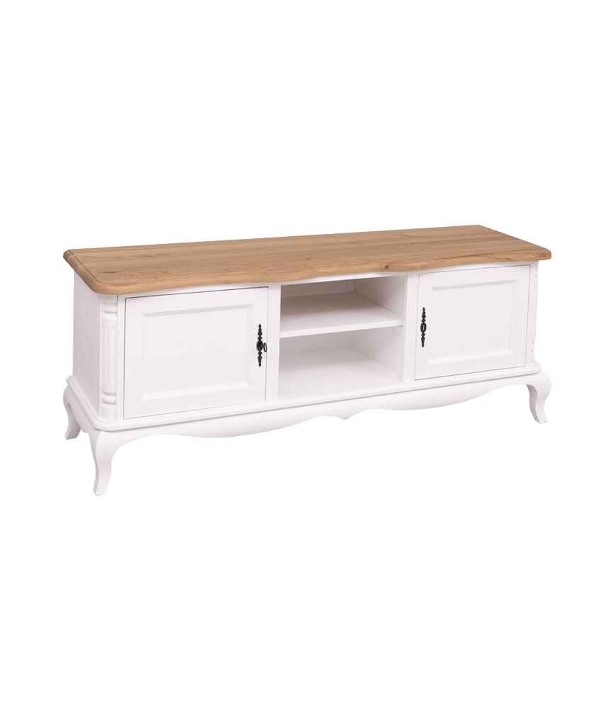 Meuble TV 2 portes + 1 niche pieds galbés L 158 x H 60 x P 48