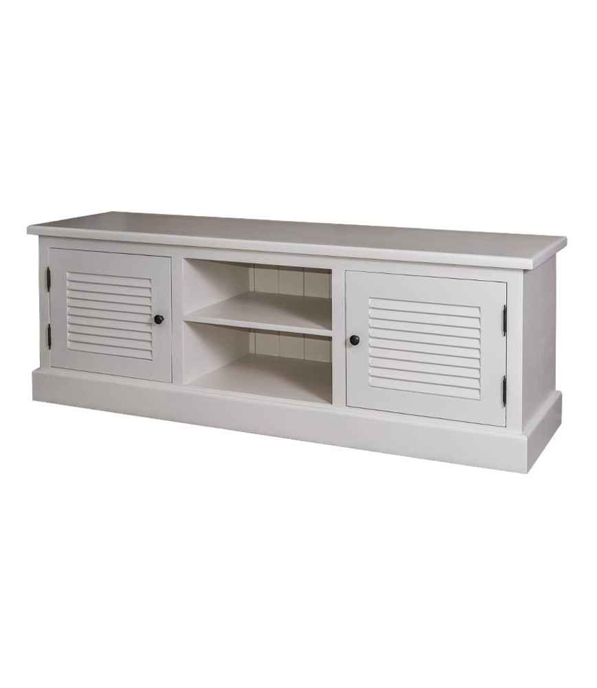 Meuble TV 1 niche + 2 portes persienne L 160 x H 56 x P 46