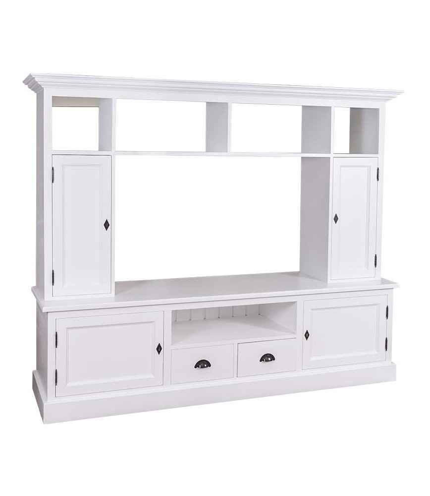 Meuble TV 4 portes + 2 tiroirs avec niche TV + vidéo + 4 casiers