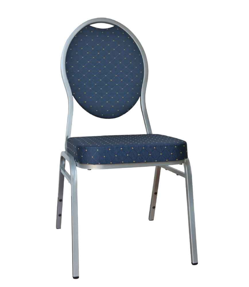 Chaise BANQUET argent + velours bleu classement feu M2 pliante