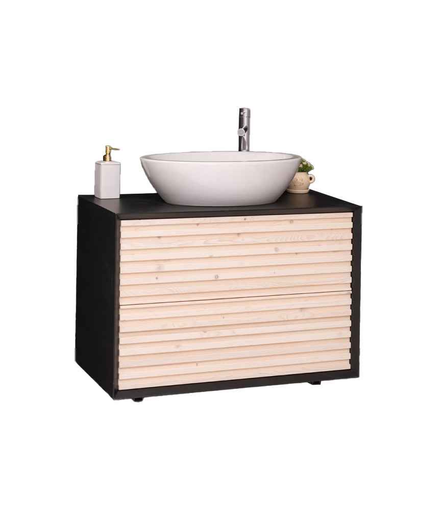 Meuble SDB 2 tiroirs L 90 x H 61,4 x P 50 (évier non inclus)