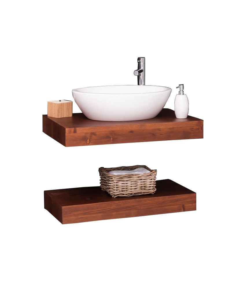 Etagère murale en sapin PM + kit murale en métal L 100 x H 10 x P 50