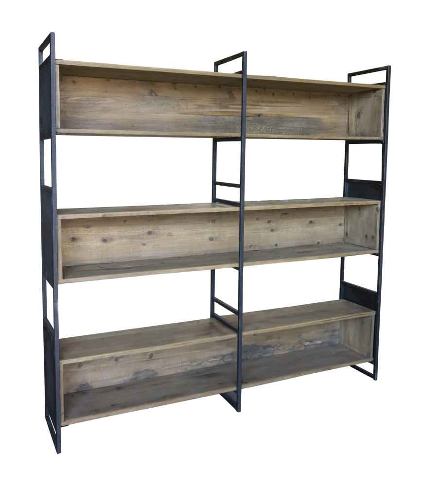 Bibliothèque Métal/Bois 3 casiers L200 X H200 X P40