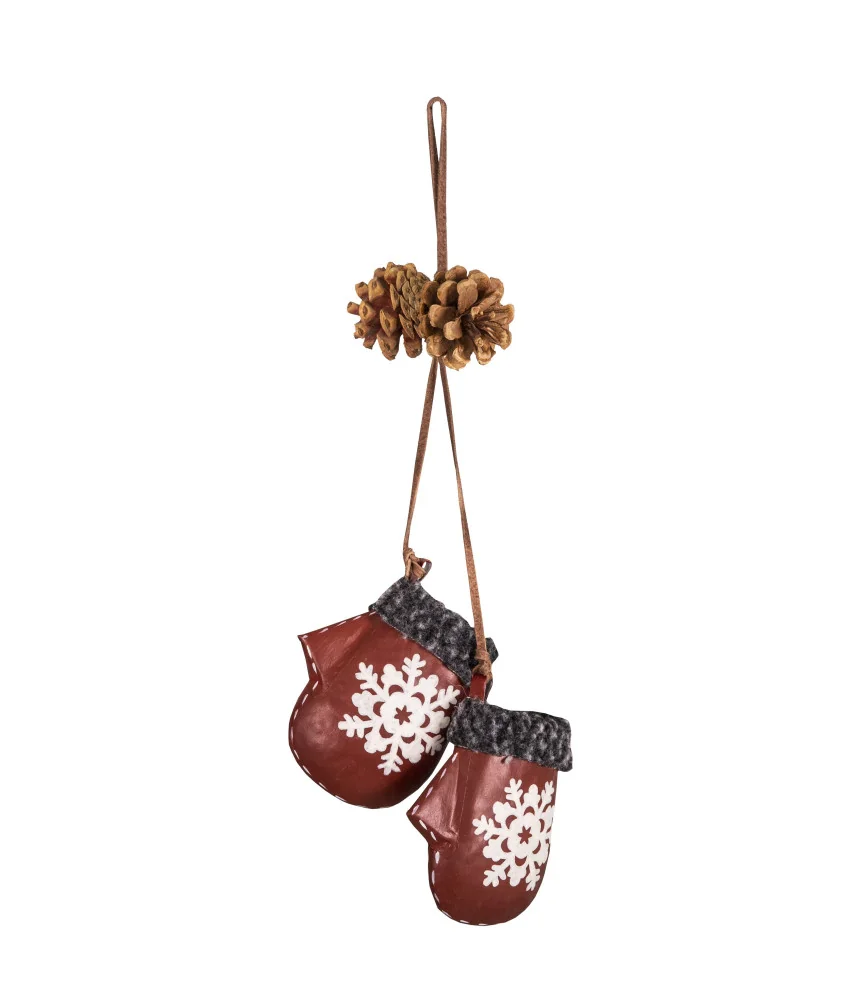 Paire de gants rouges avec flocons
