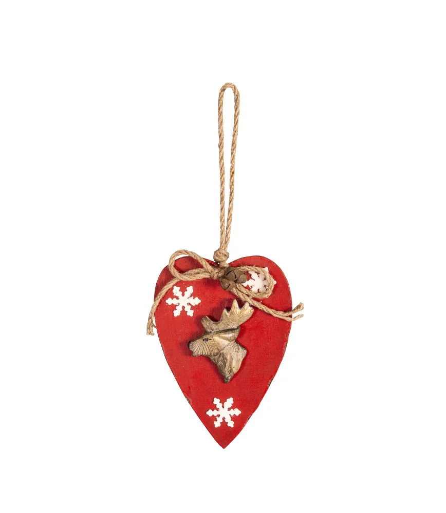 Coeur rouge avec tête de cerf à suspendre