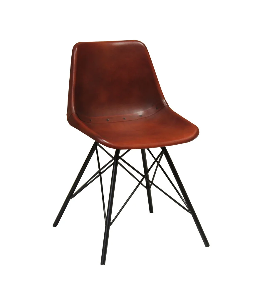 Chaise assise cuir cognac