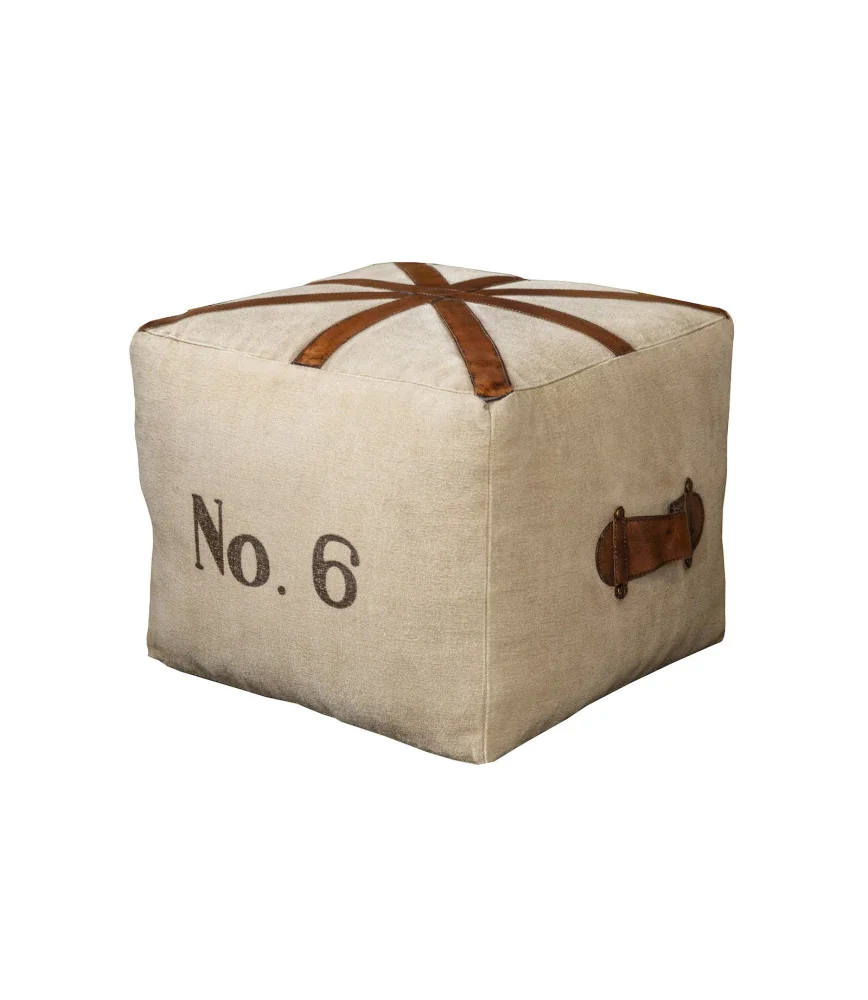 Pouf avec drapeau anglais tissu/cuir