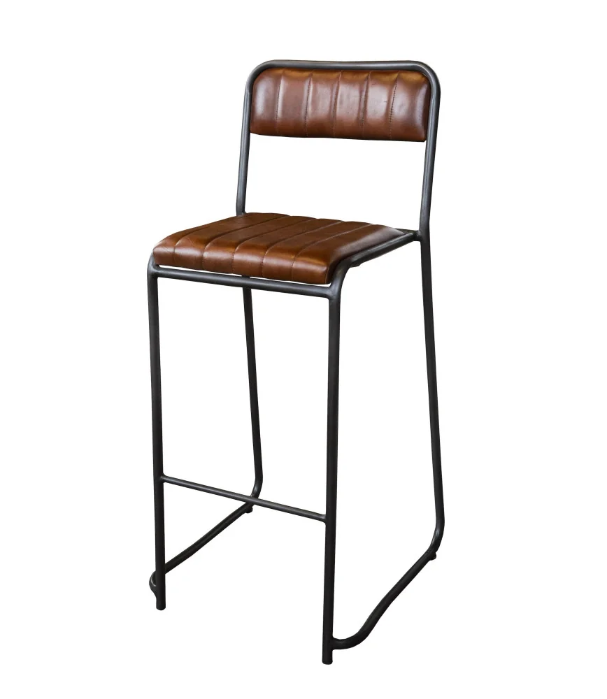 Fauteuil de bar écolier assise et dossier cuir