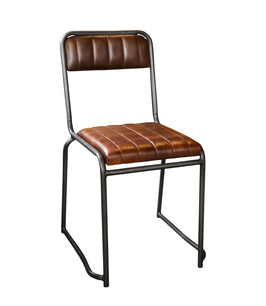 Chaise écolier assise et dossier cuir