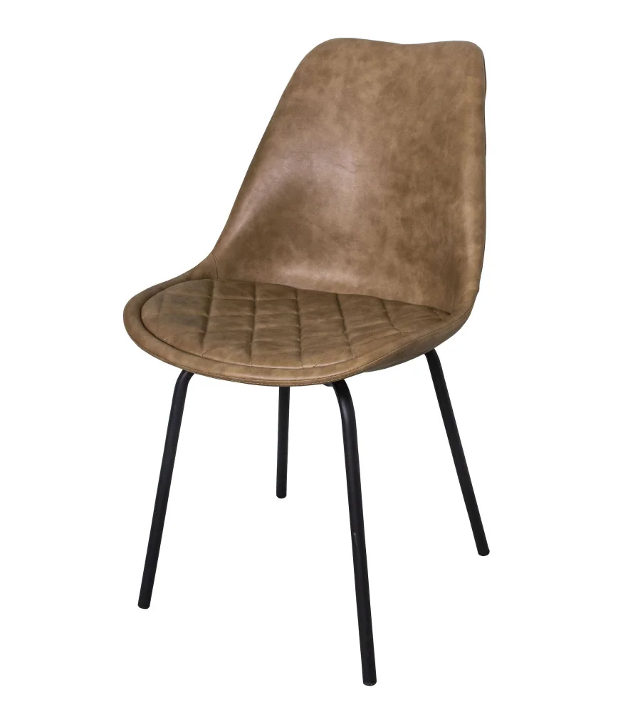 Chaise capitonnée Skai Camel