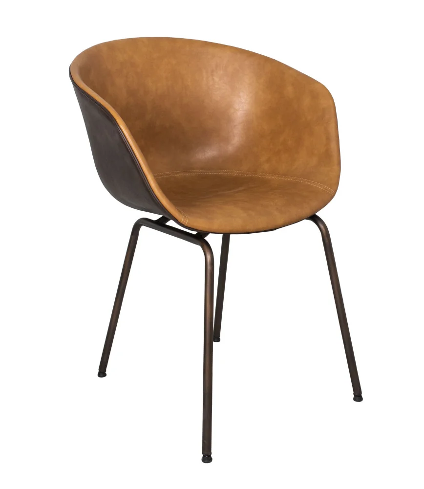 Fauteuil bicolore skai caramel / arrière chocolat