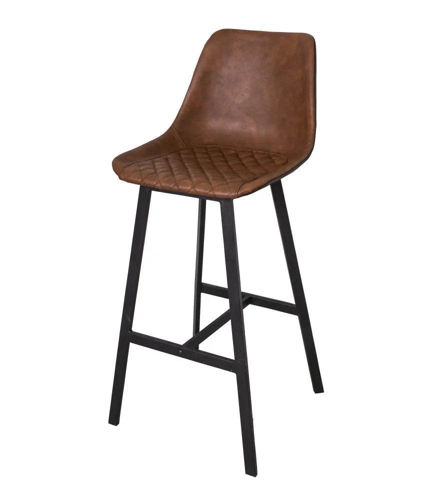 Fauteuil de bar bicolore skai capitonné noisette / arrière chocolat