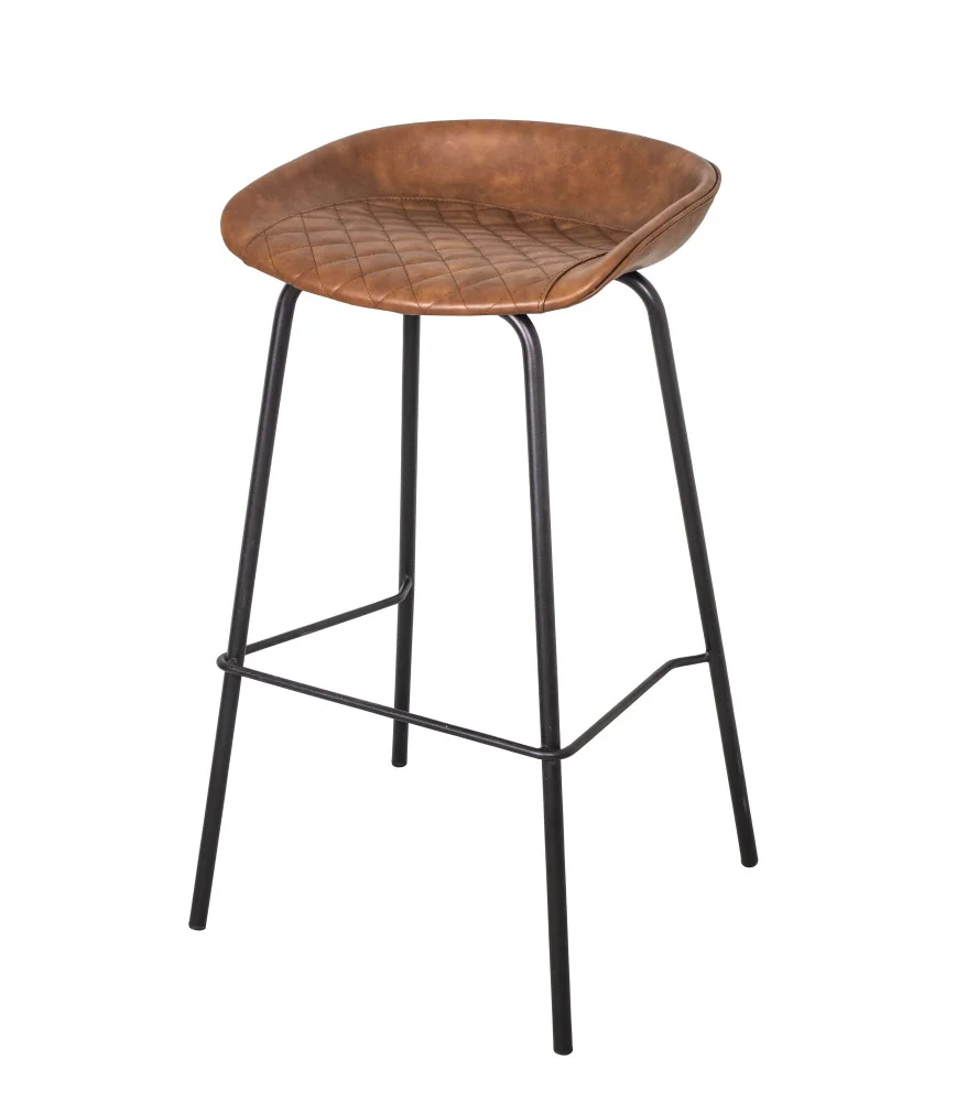 Tabouret de bar capitonné skai noisette