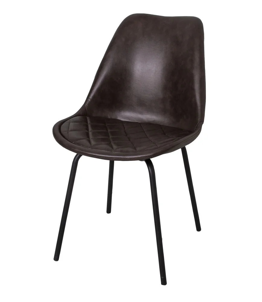 Chaise capitonnée Skai chataigne