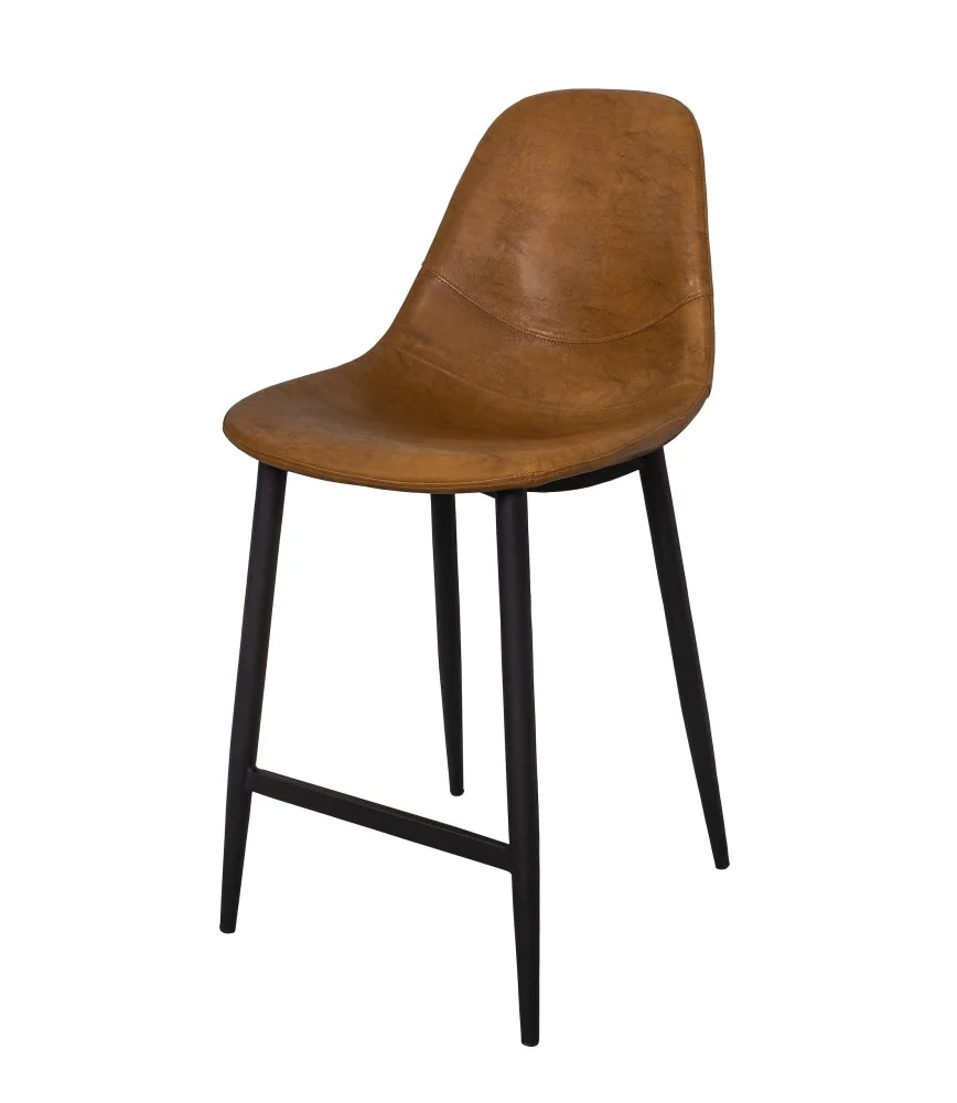Chaise de comptoir rétro cognac