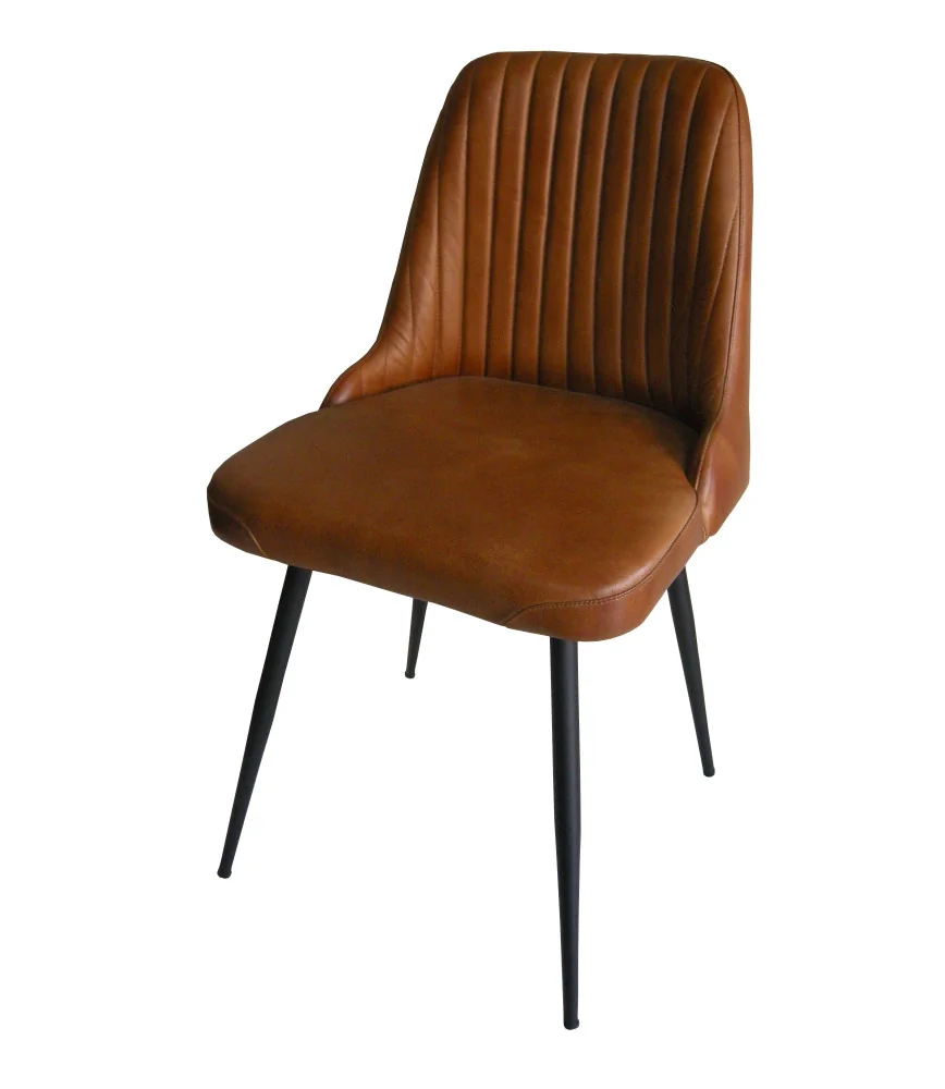 Chaise en cuir + piètement fer