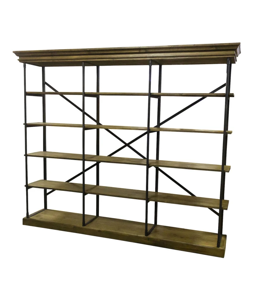 Meuble étagère en fer et bois