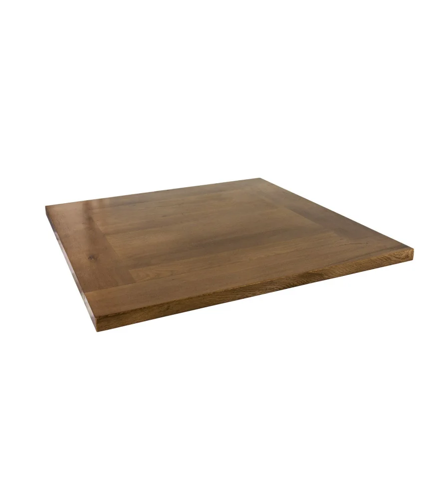 Plateau en chêne 70 x 70 x 2.7 cm (TEINTE + VERNIS POLYMERE)