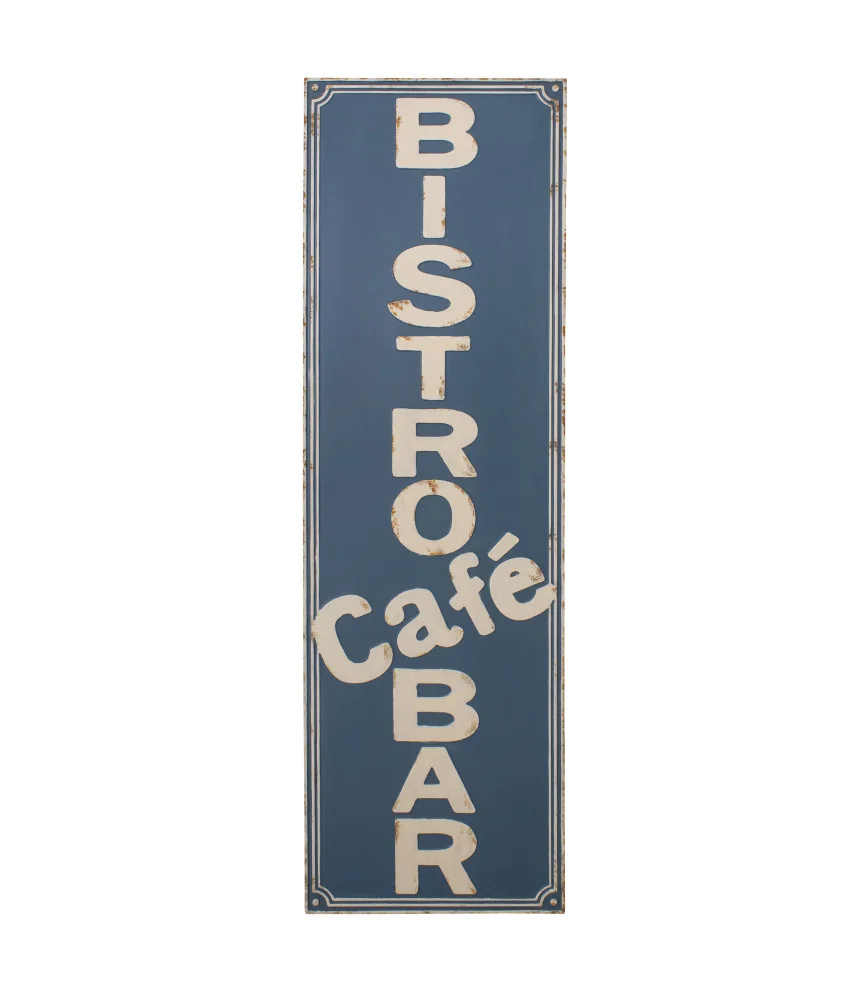 Plaque Bistro Café embossée 130 x 40 cm