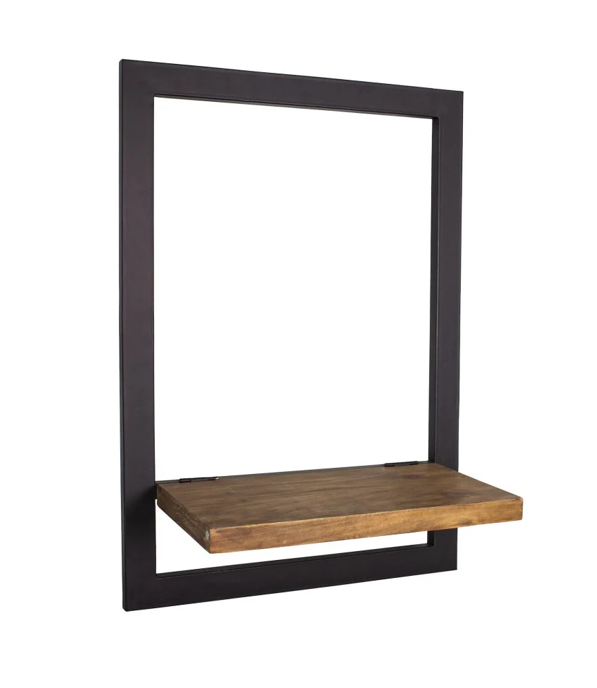 Cadre en fer avec étagère en bois
