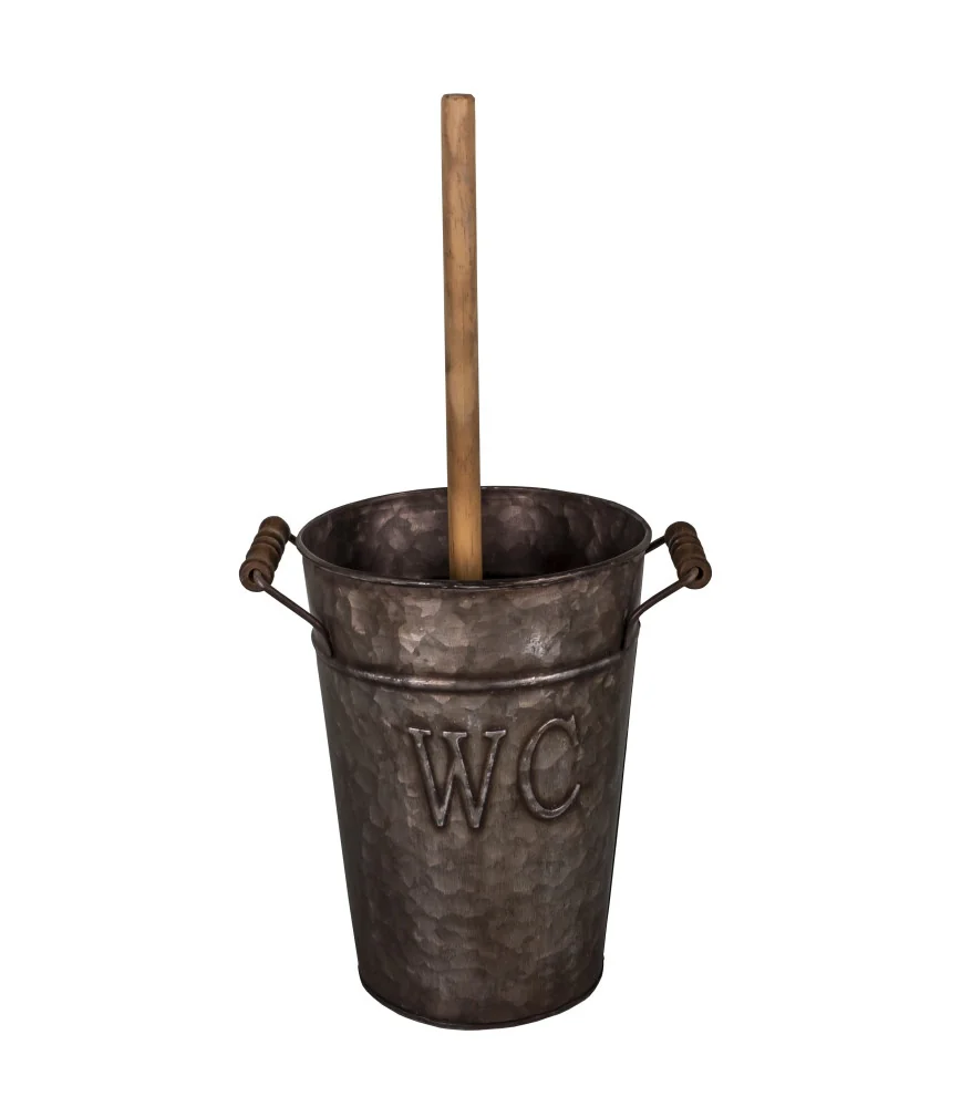 Seau zinc avec brosse toilette