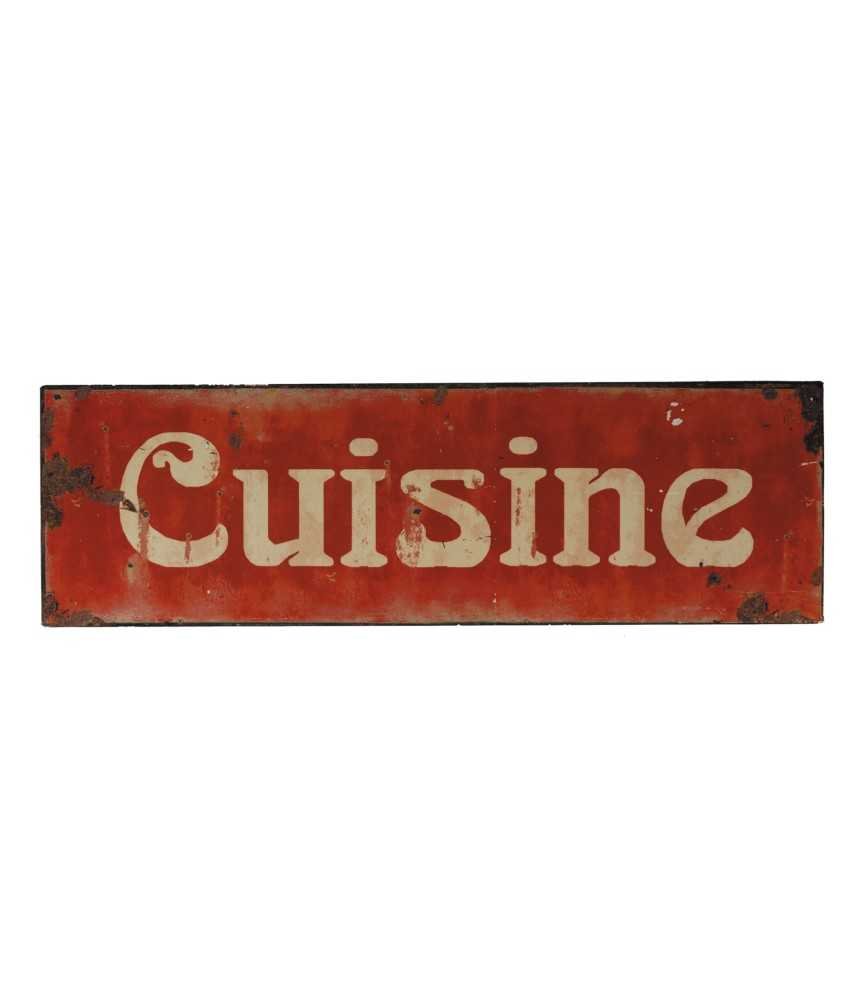 Plaque publicitaire "cuisine" rouge antique