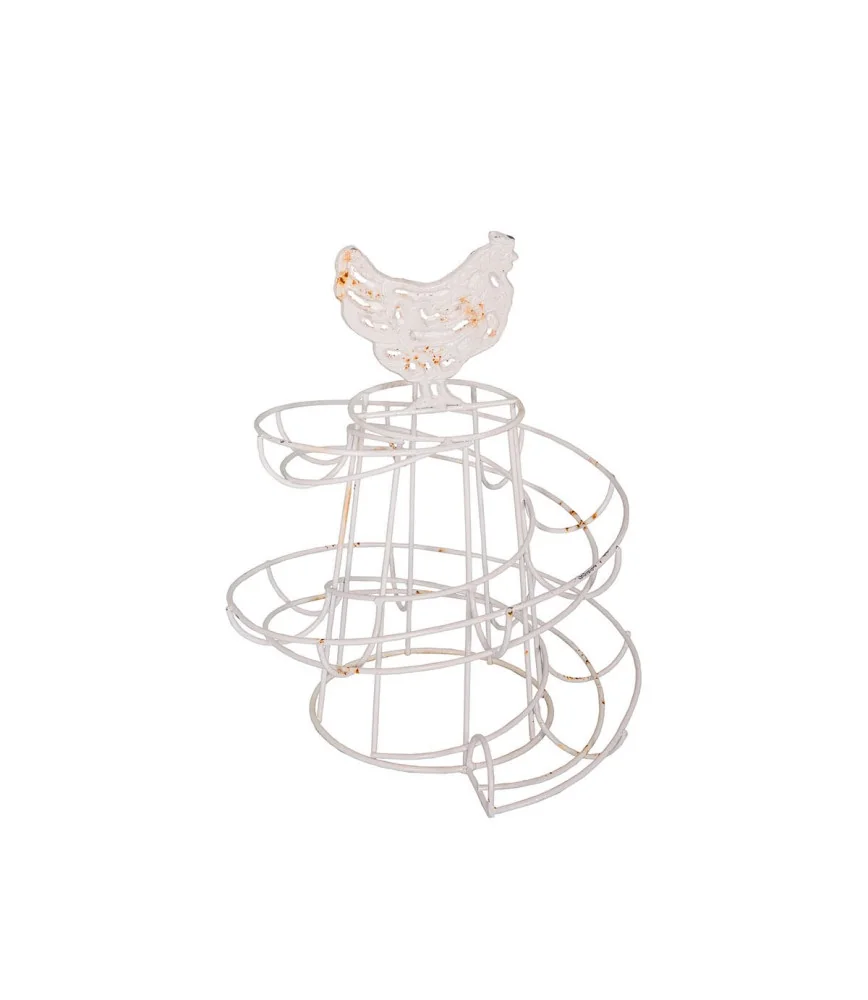 Porte oeuf poule blanc antique
