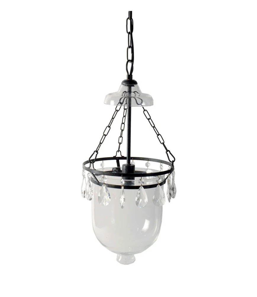 Suspension globe pampille transparent