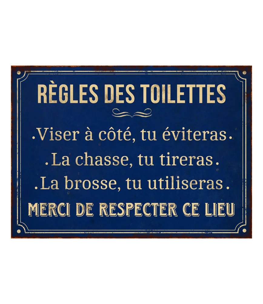 Plaque "Règles des toilettes" 21 x 15 cm