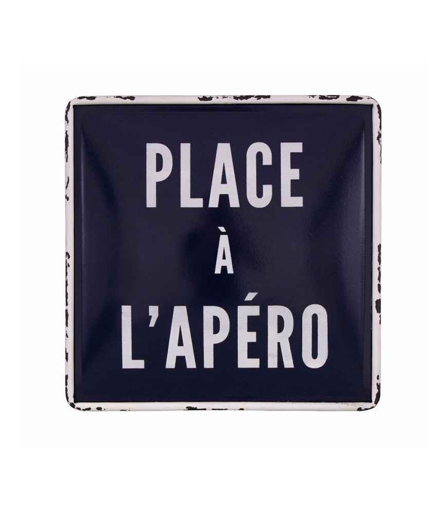 Plaque Métal Déco "Prière De L'apéro" - Décor Mural Humoristique Pour Apéritif - 20x20 Cm