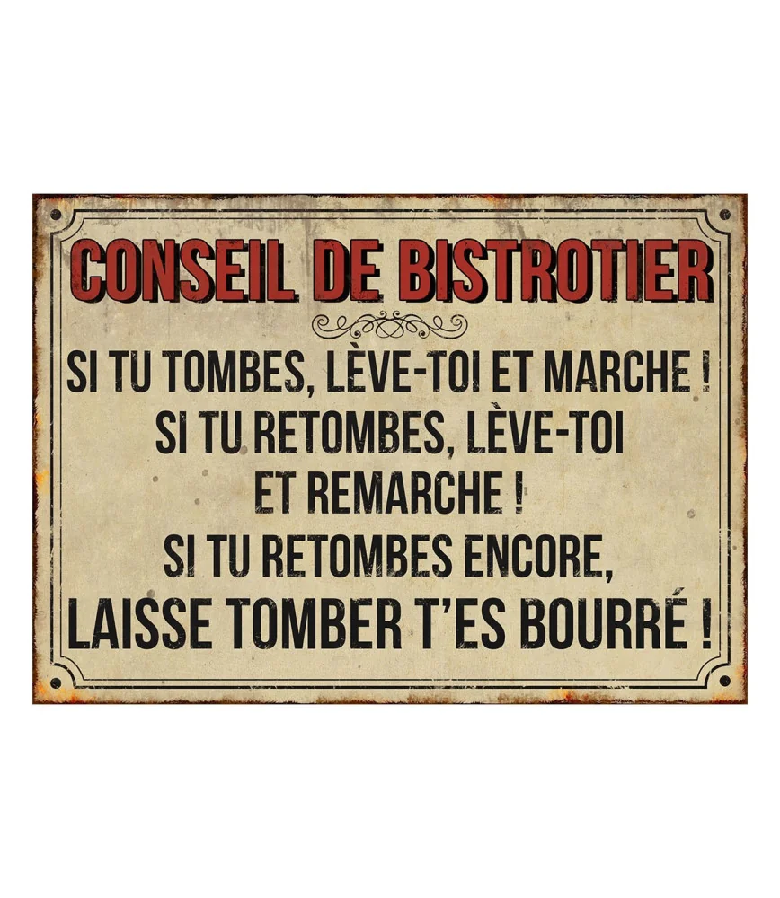 Plaque Conseil de Bistrotier 21 x 15 cm
