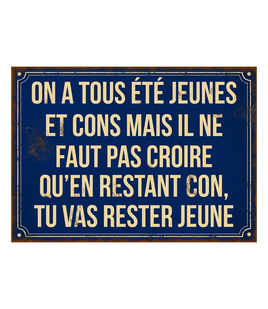 Plaque "on a tous été jeunes" 21 x 15 cm