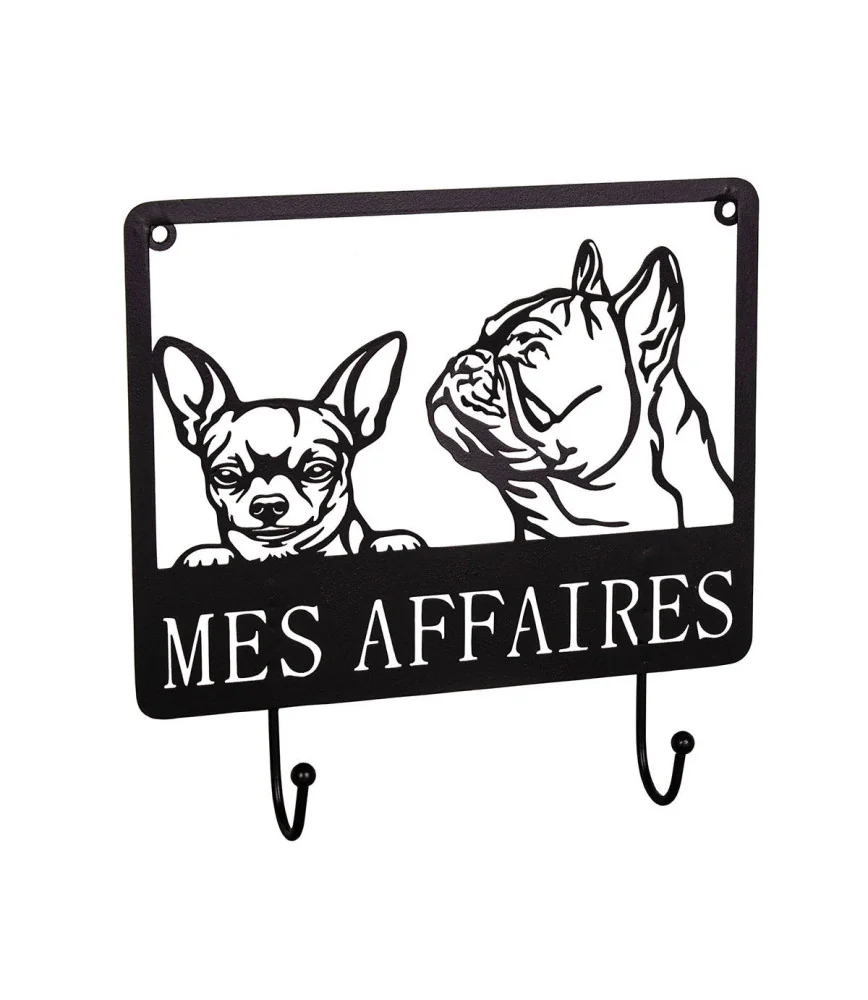 Plaque Chien avec crochets "Mes affaires"