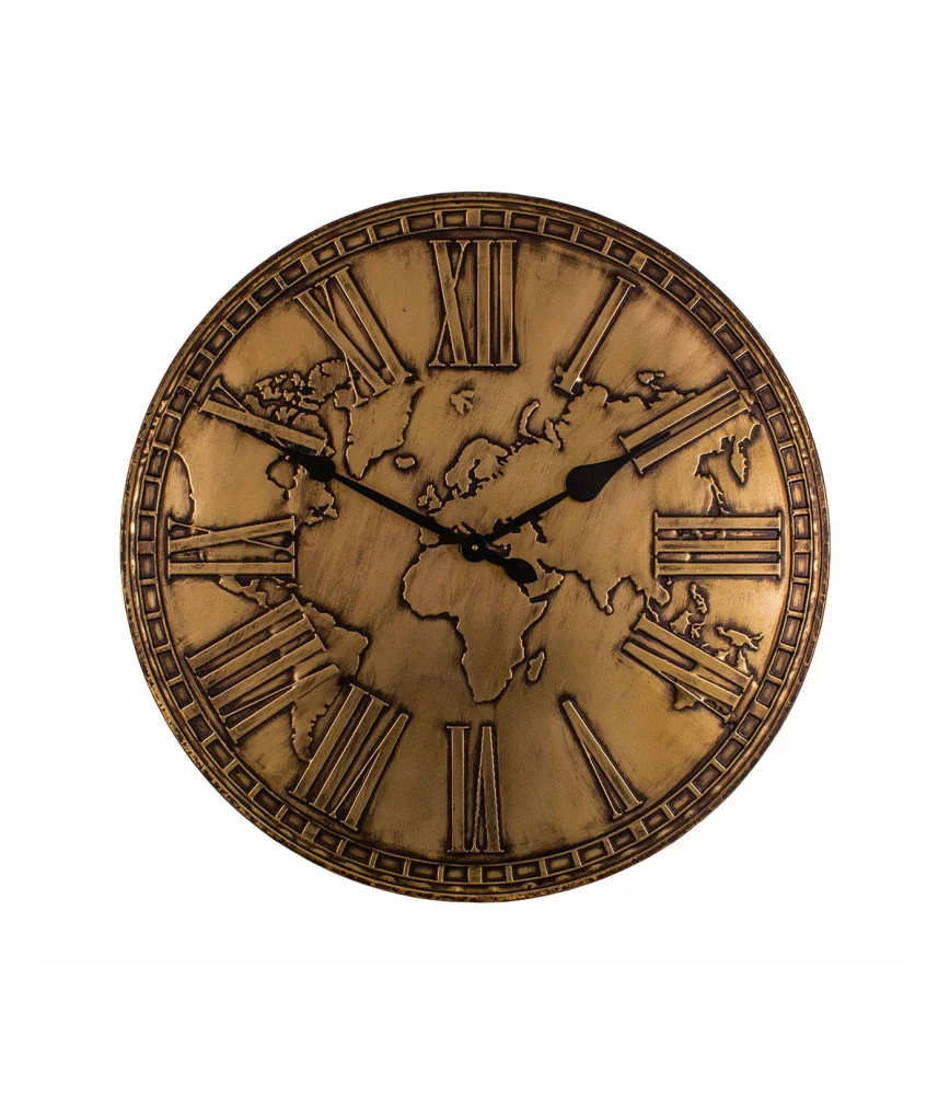 Pendule Mappe monde laiton Ø 81 cm