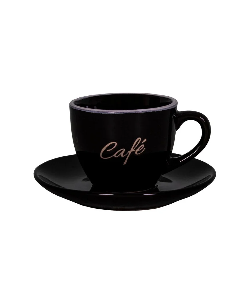 Tasse espresso et sous-tasse "Bistro - café" Noir