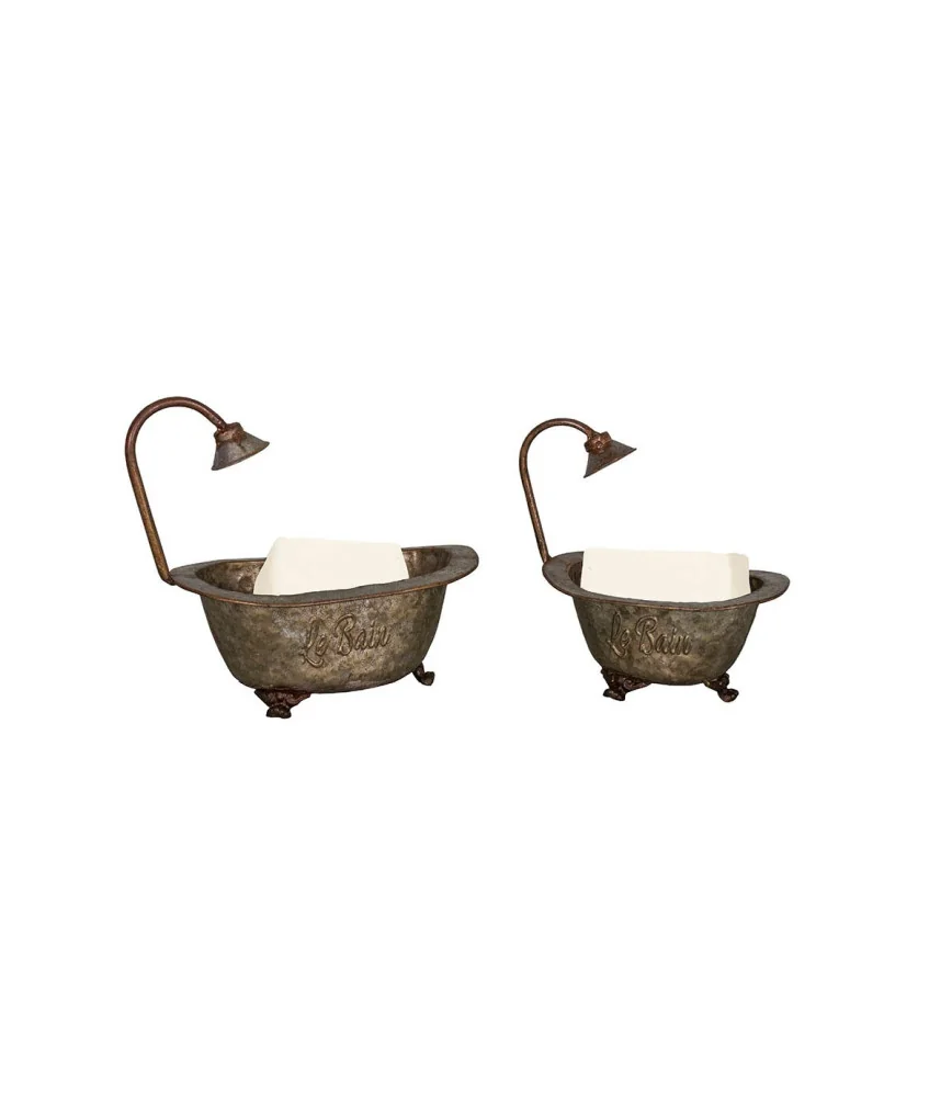 Set 2 Porte savon baignoire en zinc