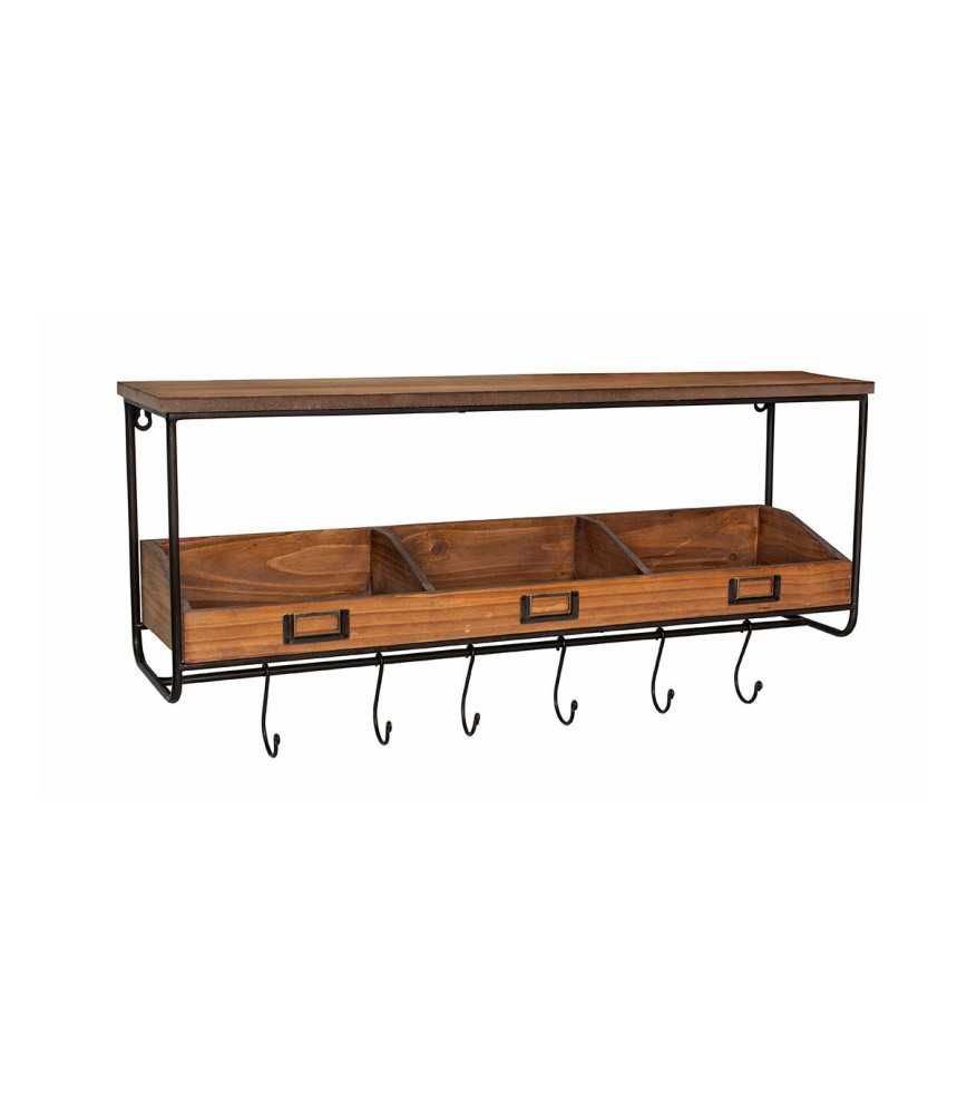 Etagère avec 3 casiers et crochets