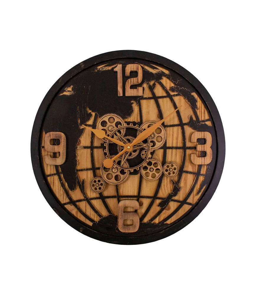 Pendule industrielle mappemonde avec mécanisme