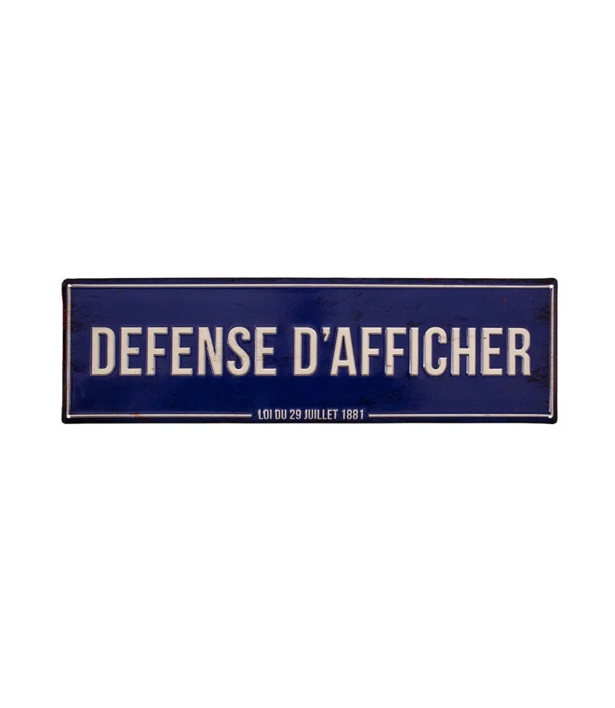 Plaque "Defense d'afficher" 50 x 15 embossée