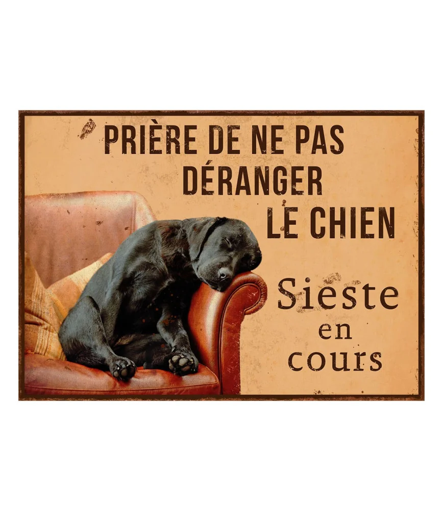 Plaque "Sieste chien" 21 x 15 cm