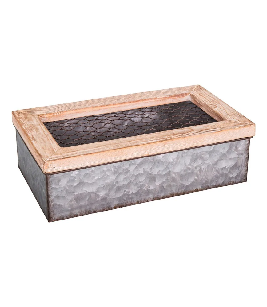 Boîte zinc/bois grillagée