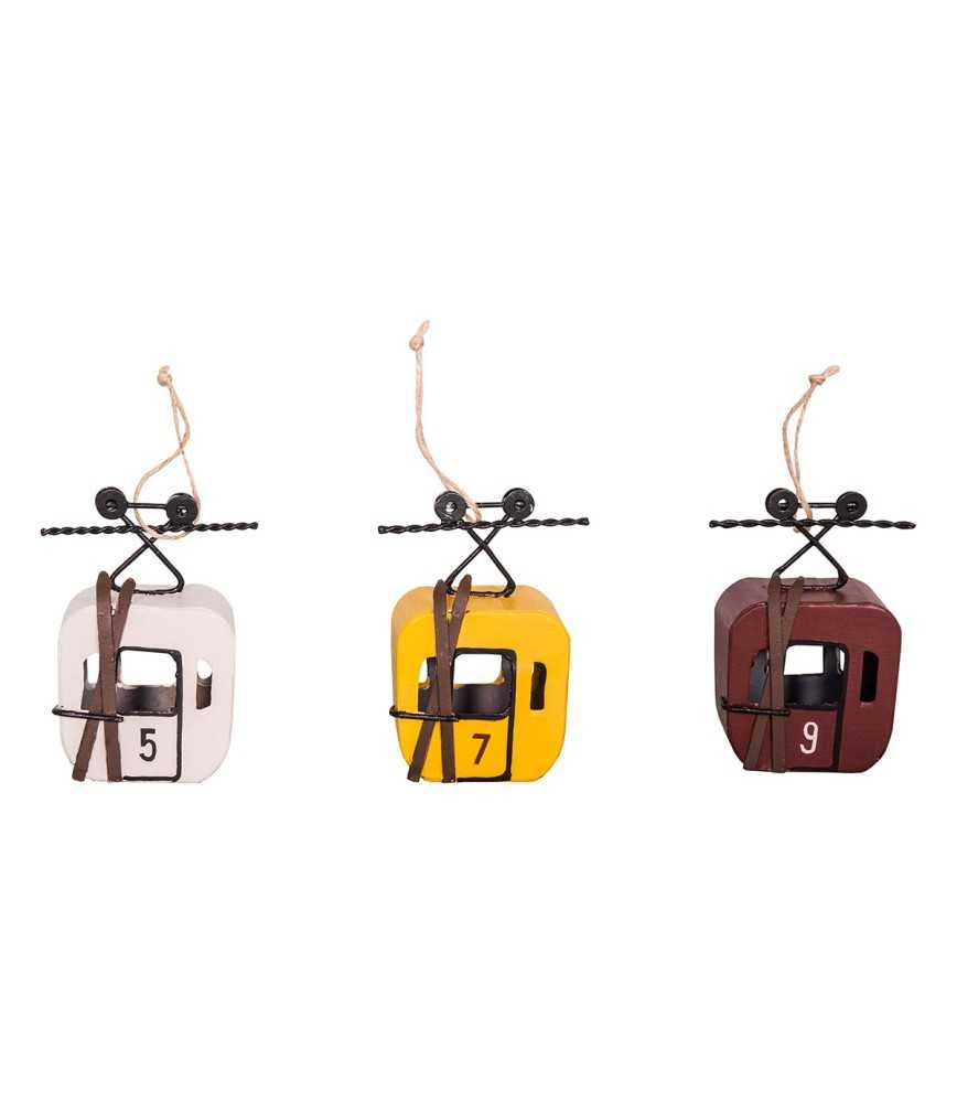 Set 3 télécabines crème/rouge/jaune